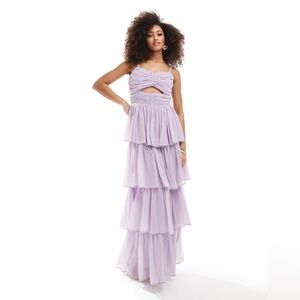NEW Anaya with Love Tiered Maxi Dress with Cut Out in Lavender Size 00 NWT